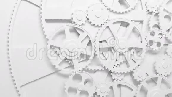 白色齿轮旋转循环动画团队合作理念高清1080视频的预览图