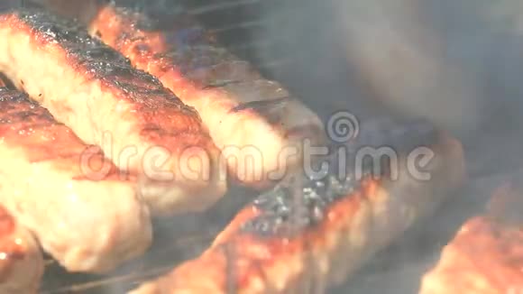 在烧烤上烤新鲜食物视频的预览图