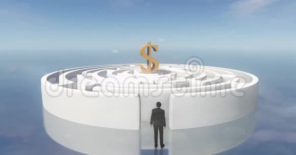 迷宫中央4k美元符号商人站在迷宫入口视频的预览图