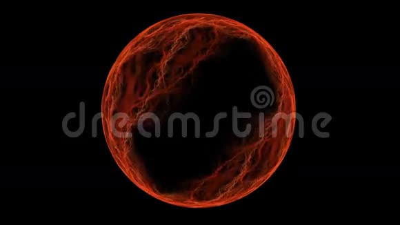黑色背景上行星的分形红色大气无缝可循环高清视频视频的预览图