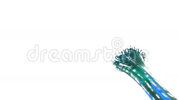 蓝色液体龙卷风美丽的彩色漩涡汁孤立透明的液体旋涡如旋风三维动画视频的预览图