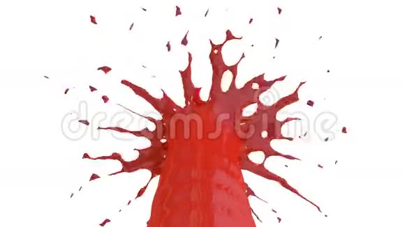 漂亮的喷泉喷着液体像红色的油漆喷泉里的液体流高高的高细节3d渲染视频的预览图