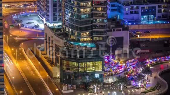 豪华迪拜码头运河和长廊夜间时间迪拜阿拉伯联合酋长国视频的预览图