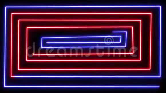 抽象创意氖激光led线复古迪斯科俱乐部霓虹灯声波秀背景色彩鲜艳的紫外线边界视频的预览图