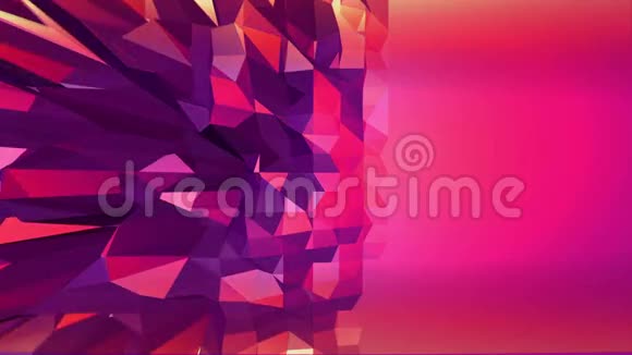 紫罗兰抽象低聚波动表面作为幻想环境紫罗兰抽象几何振动环境视频的预览图