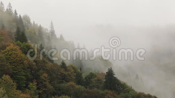 朦胧的黎明在山上美丽的风景视频的预览图