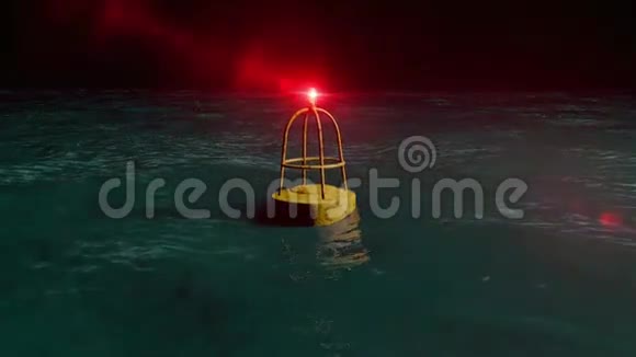危险浮标浮标漂浮和旋转在开阔的水中视频的预览图