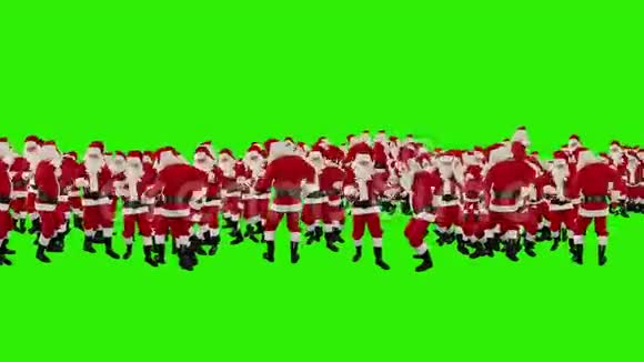 圣诞老人人群舞蹈圣诞晚会新年快乐造型绿色屏幕股票镜头视频的预览图
