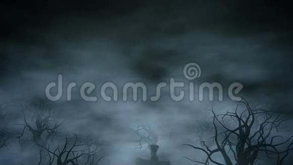 恐怖之夜公园月光万圣节的概念3D动画视频的预览图