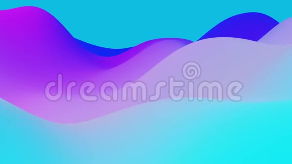 具有抽象流体蓝色梯度的4k无缝环内部辉光波状表面抽象的美丽色彩渐变视频的预览图