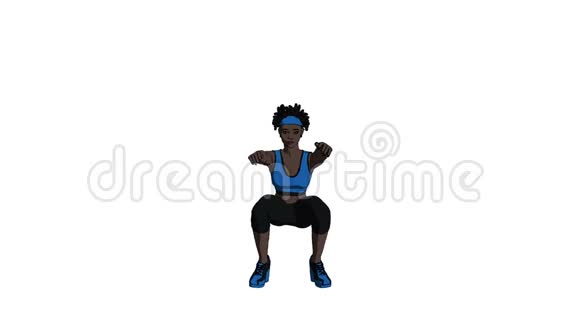 一个非裔美国女人空中蹲的椿阴影三维动画视频的预览图