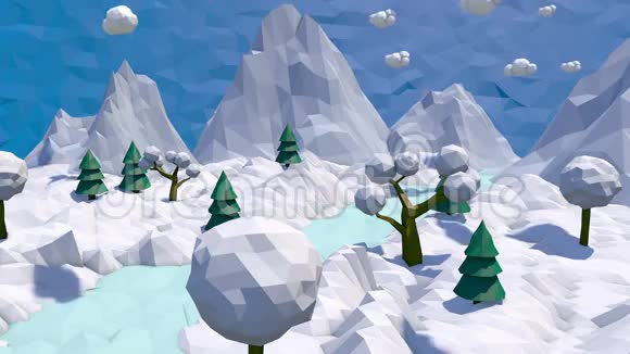三维低聚冬季景观视频的预览图
