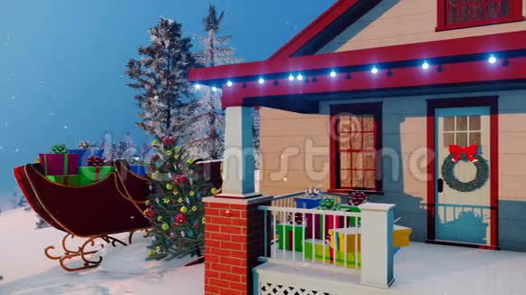 圣诞老人之家为圣诞节装饰视频的预览图
