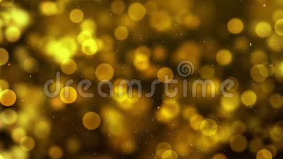 闪烁着闪烁着闪烁的闪光波背面滴着黄色的金色颗粒灰尘与移动和闪烁的光颗粒视频的预览图