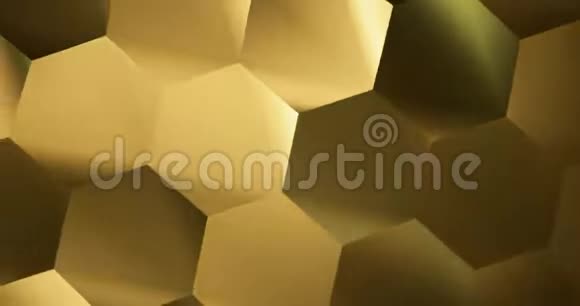 3D渲染金色噪声六边形背景视频的预览图