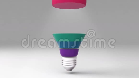 六个标题3D灯泡形状盒可视化形状一个灯泡演示临时视频的预览图