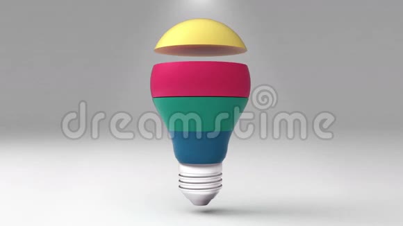 四个标题3D灯泡形状盒可视化形状一个灯泡演示临时视频的预览图