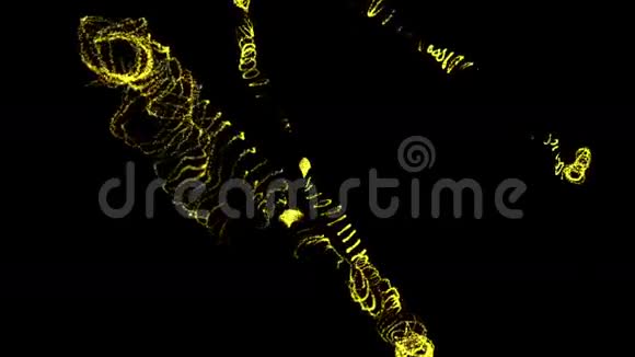 黑色背景的黄色线平滑波形成粒子视频的预览图