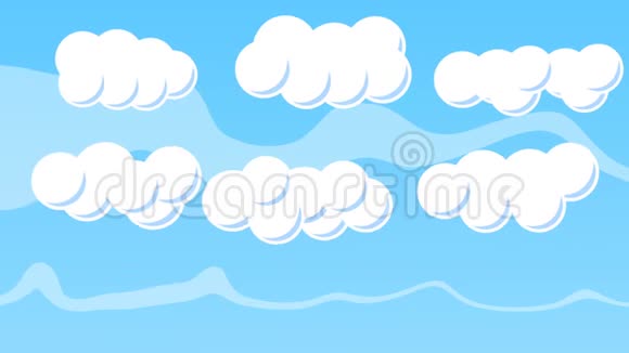 蓝天上的白色卡通云视频的预览图