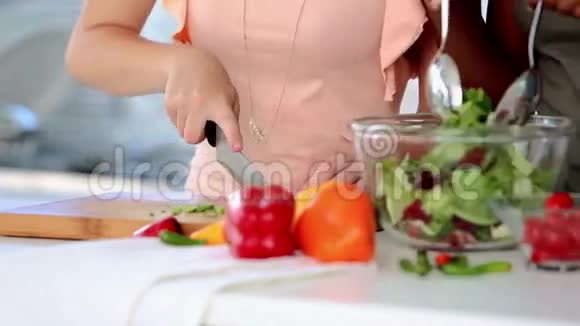 妇女一起做饭切菜视频的预览图