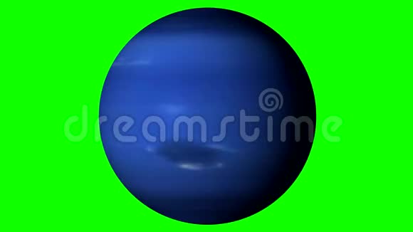 海王星在一个坚实的绿色背景上旋转可循环使用视频的预览图