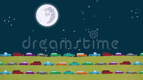 夜间高峰时段矢量汽车全方向行驶视频的预览图