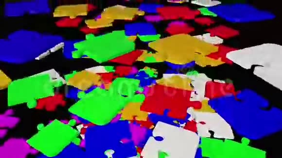 坠落旋转的抽象拼图碎片视频的预览图
