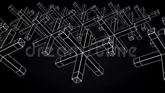 黑色背景上几何形状运动的抽象动画几何形状复杂视频的预览图