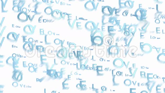 动画蓝色单词爱抽象背景视频的预览图