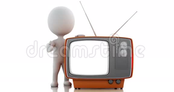 三维复古电视与绿色屏幕4K视频的预览图