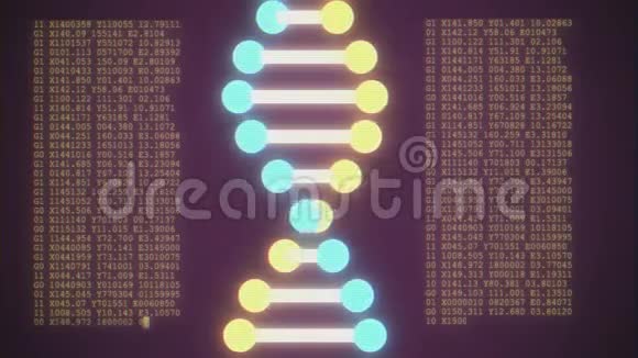 DNA螺旋形分子解码液晶屏幕无缝环动画背景新品质美丽自然健康视频的预览图