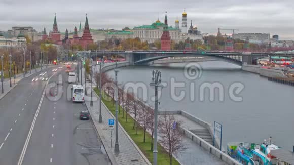 莫斯科克里姆林宫和莫斯科河俄罗斯视频的预览图