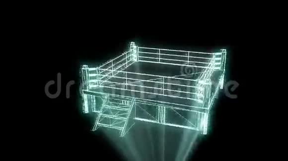 全息线框中的拳击环不错的三维渲染视频的预览图