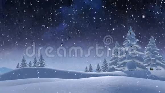 冬天的风景和降雪视频的预览图