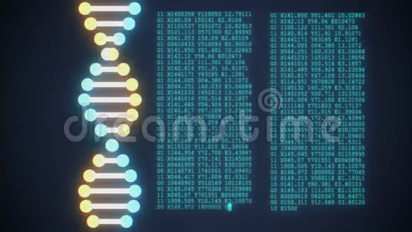 DNA螺旋形分子解码液晶屏幕无缝环动画背景新品质美丽自然健康视频的预览图