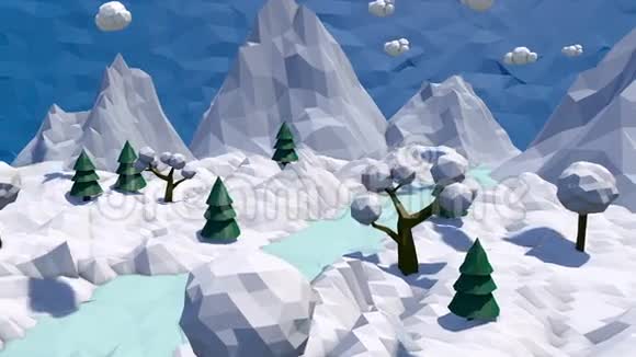 三维低聚冬季景观视频的预览图