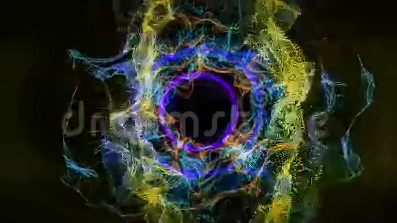 粒子光元素背景纹理图案中的无缝彩色抽象动画孔路径视频的预览图