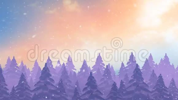 冬天的风景和降雪视频的预览图
