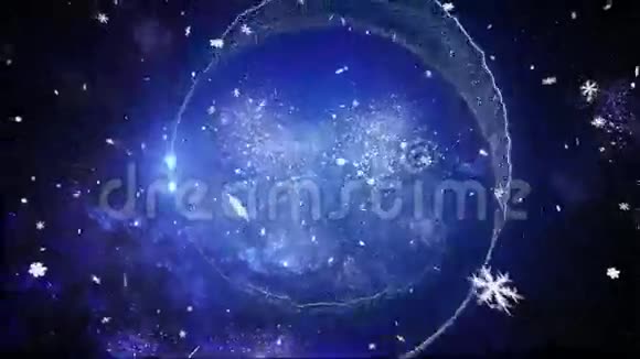 蓝色分形雪花圣诞快乐视频的预览图