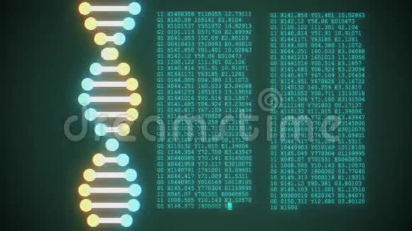 DNA螺旋形分子解码液晶屏幕无缝环动画背景新品质美丽自然健康视频的预览图