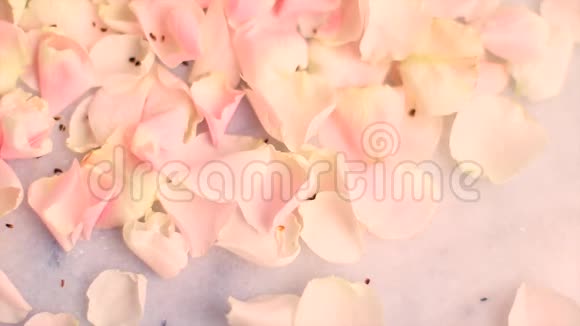 大理石背景上的玫瑰花瓣视频的预览图