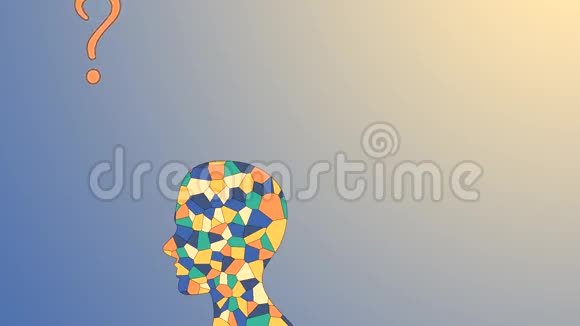 马赛克人脑和五颜六色的问号视频的预览图