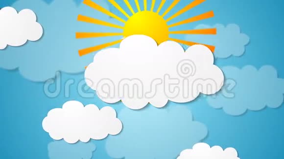 有太阳和云彩的夏季视频动画视频的预览图