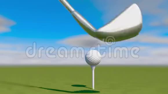 慢动作高尔夫打击3d渲染视频的预览图