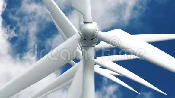 天空背景上有许多风力发电机4K视频的预览图