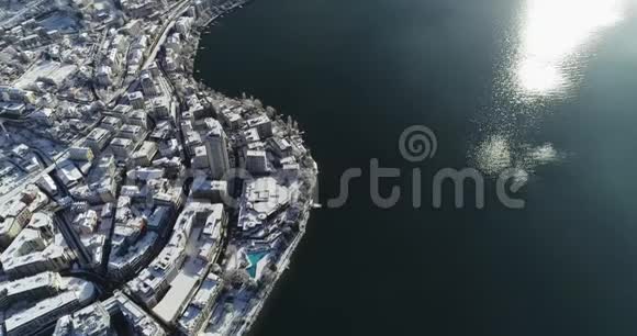冬季蒙特勒的空中景色视频的预览图