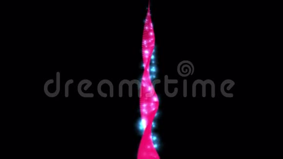 红色螺旋基因DNA纪念碑粒子科技科幻航行能量视频的预览图