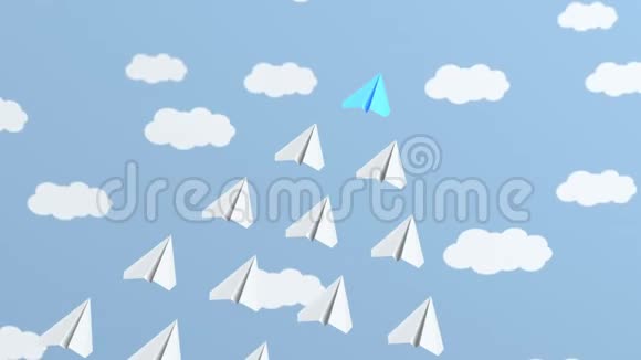 蓝色领头飞机与白色飞行视频的预览图