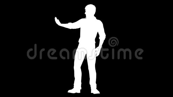 一个跳舞的男人的白色轮廓阿尔法频道阿尔法冰铜全高清视频的预览图