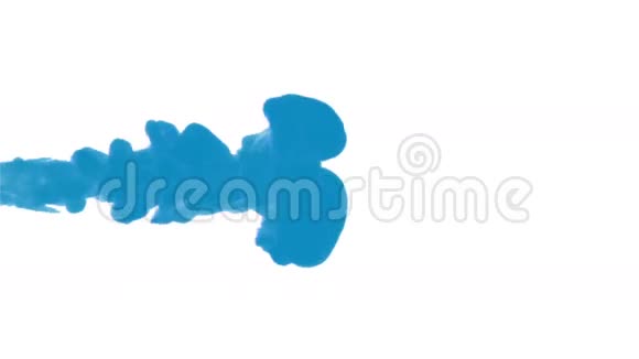 蓝墨水在白色背景下溶解于水中抽象背景墨水注入流体三维渲染视频的预览图